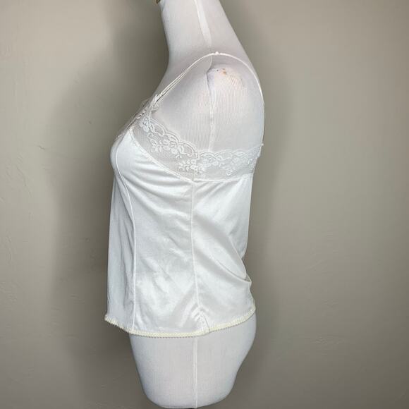 Vintage White Satin Lace Trim Camisole Sz Large - Picture 3 of 7
